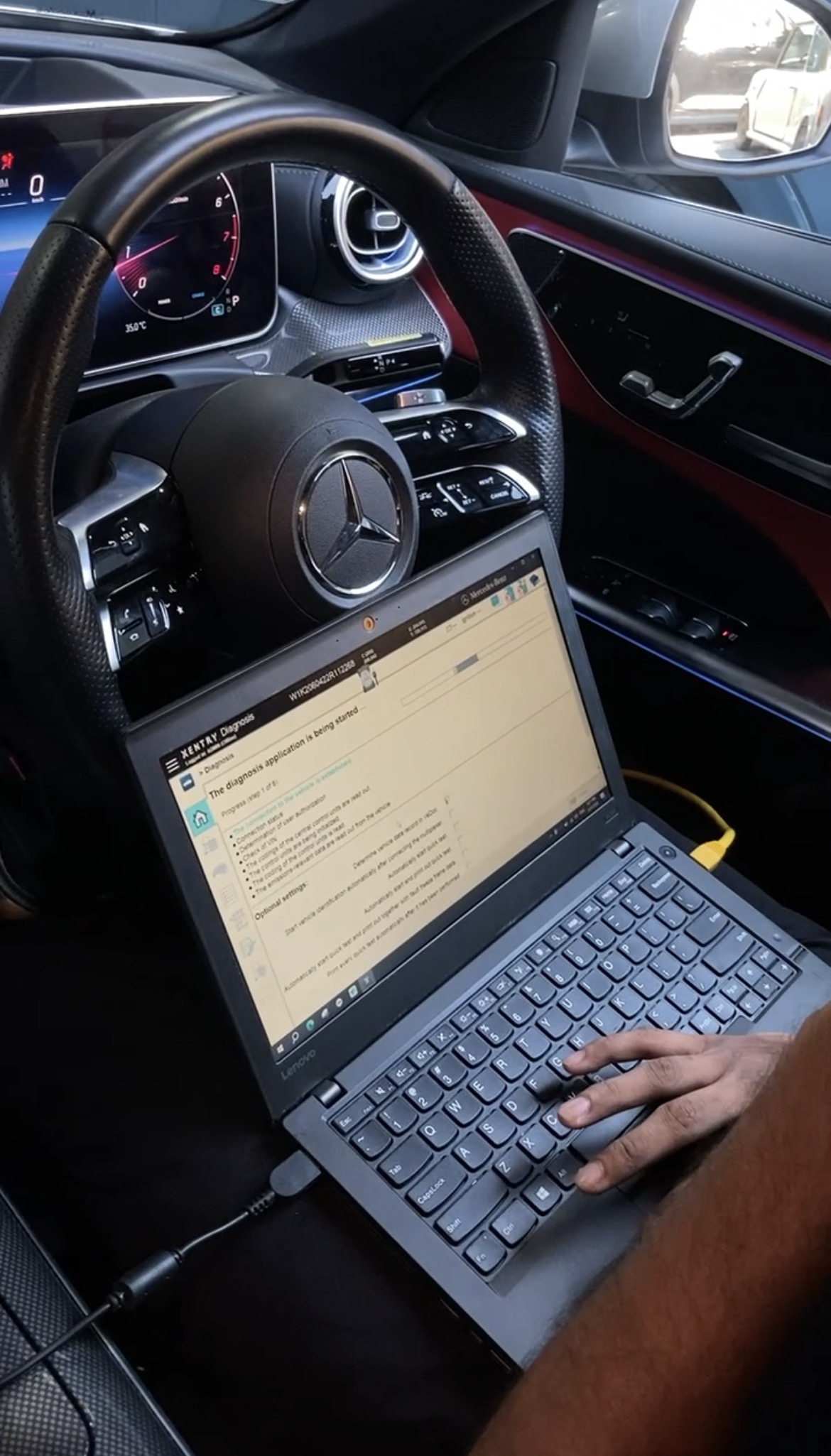 Live diagnostics readout on a Mercedes-Benz